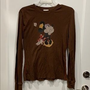 Vintage Minnie Mouse Graphic Print Waffle Weave Top